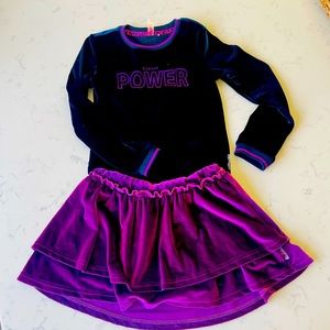 New adorable Velour B Nosy Boutique brand Navy and Purple skirt set